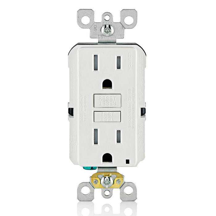 Leviton GFTR1-W 15 Amp, Self Test, Tamper-Resistant GFCI Outlet with LED Indicator Light