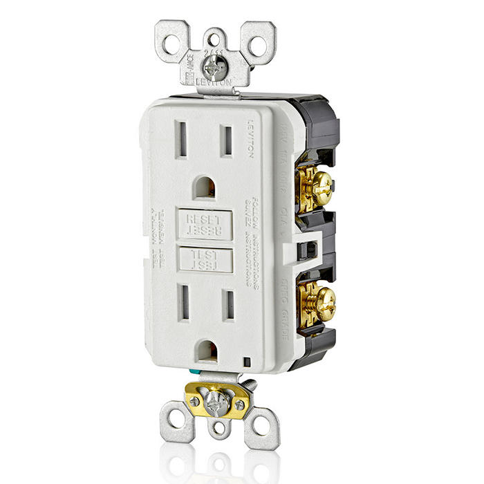 Leviton GFTR1-W 15 Amp, Self Test, Tamper-Resistant GFCI Outlet with LED Indicator Light