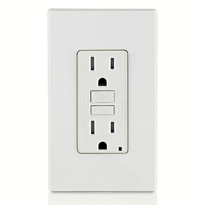 Leviton GFTR1-W 15 Amp, Self Test, Tamper-Resistant GFCI Outlet with LED Indicator Light