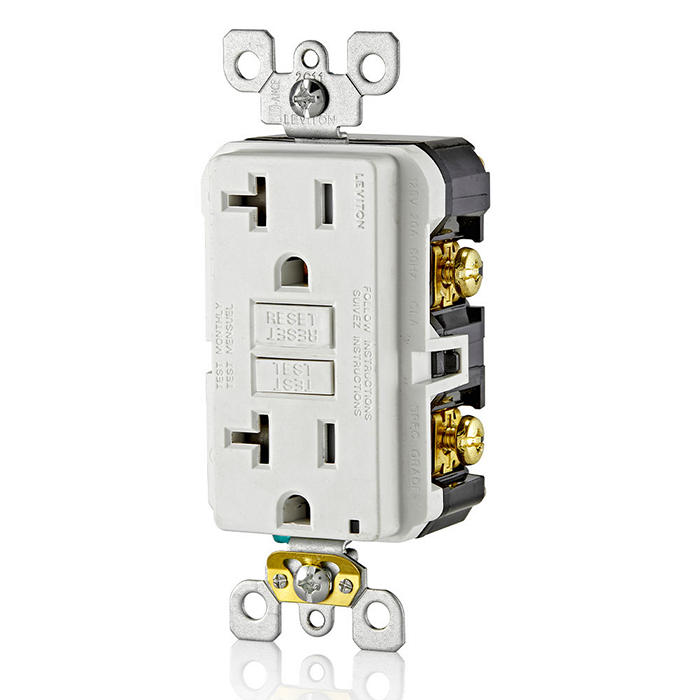 Leviton GFTR2-W 20 Amp, Self Test, Tamper-Resistant GFCI Outlet with LED Indicator Light