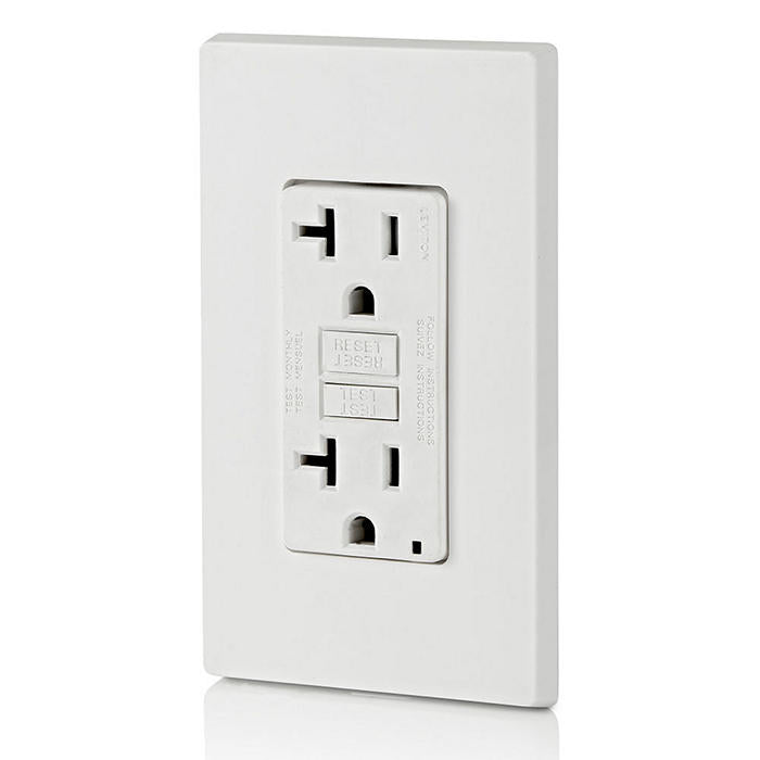 Leviton GFTR2-W 20 Amp, Self Test, Tamper-Resistant GFCI Outlet with LED Indicator Light