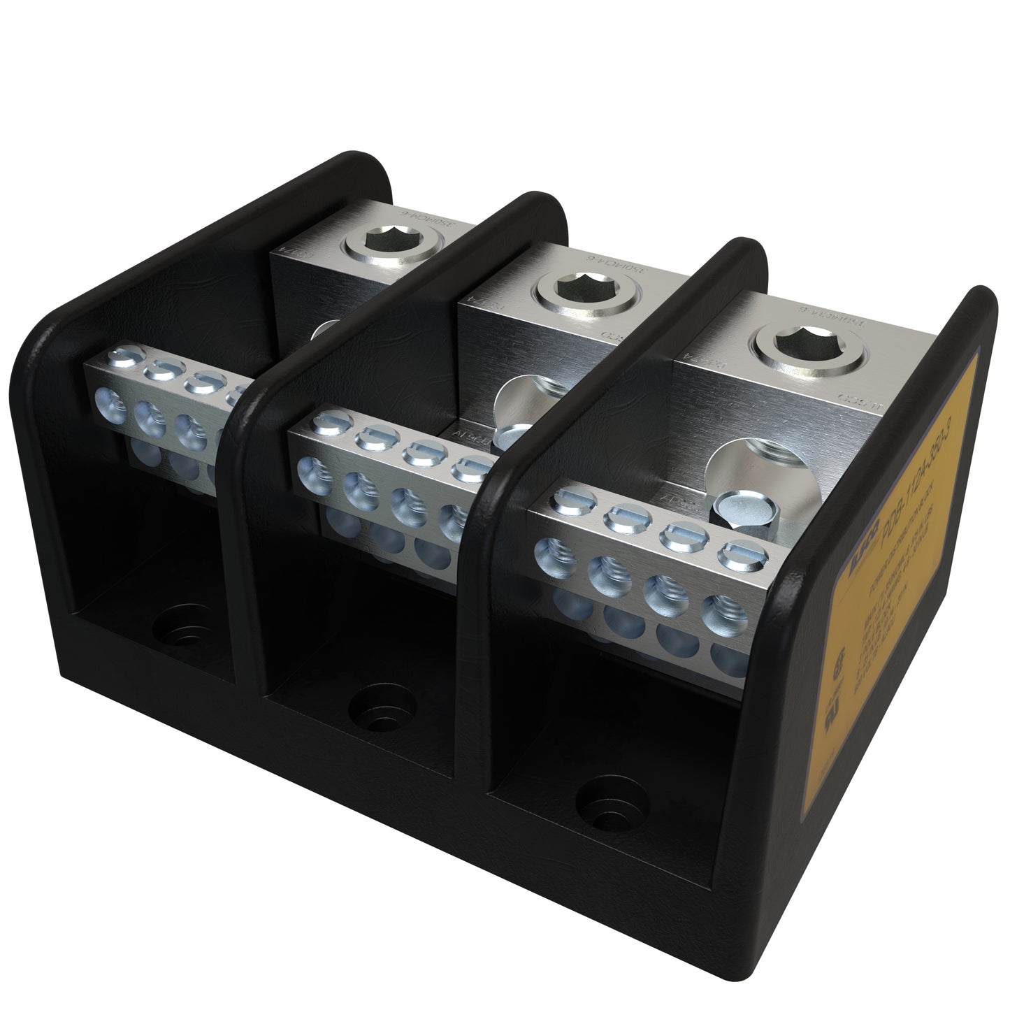 Ilsco PDB-112A-350-3 Power Distribution Block, Dual Rated, Line Conductor Range 350-6