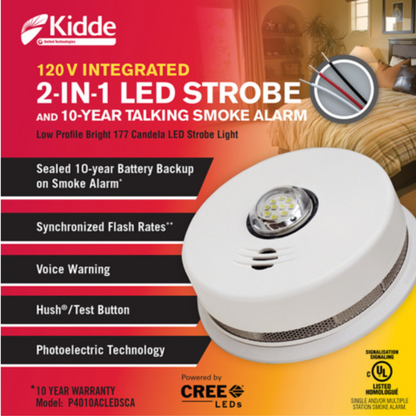 Kidde LED Strobe and 10-Year Talking Smoke Alarm