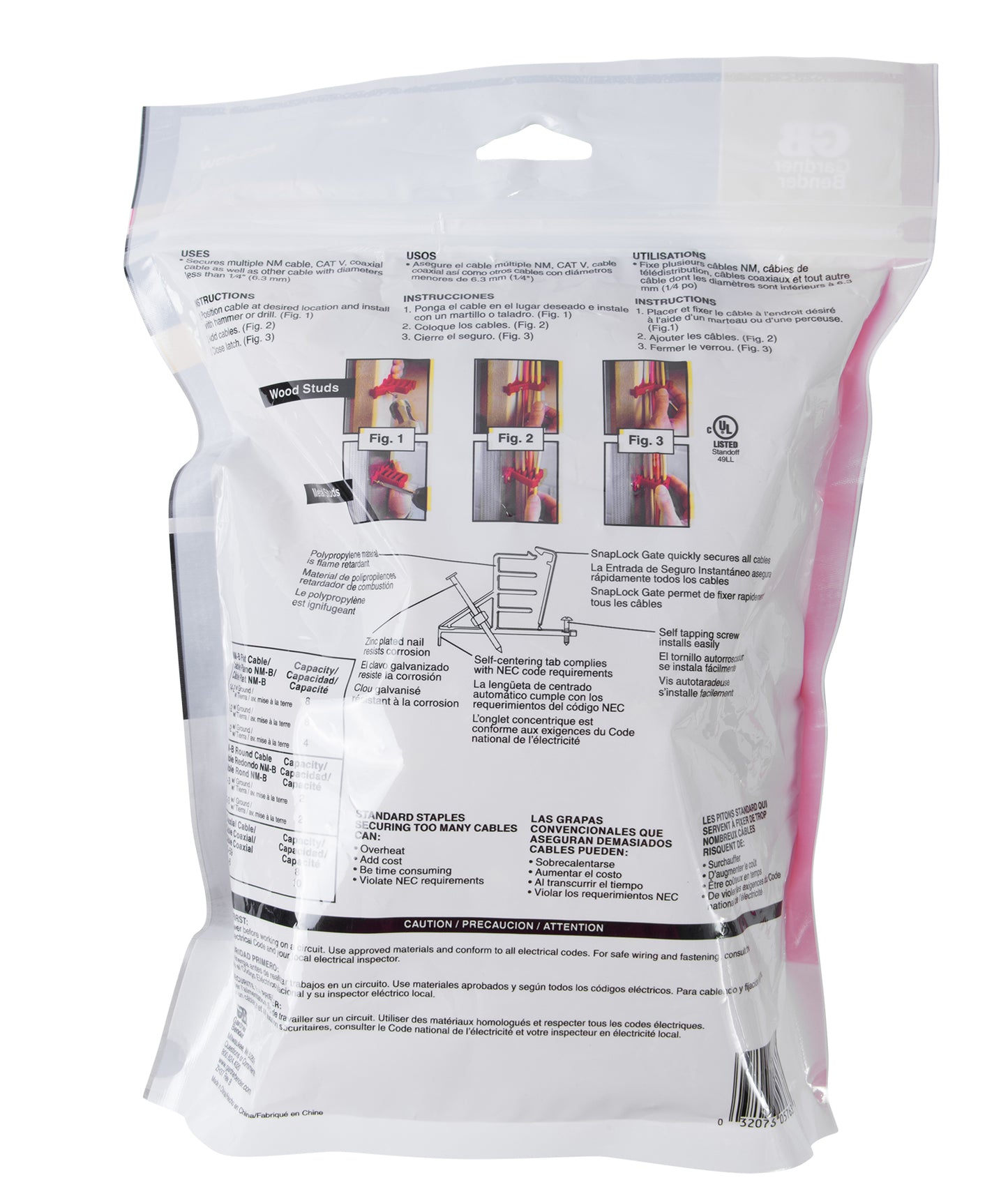 Agrafe multicâbles SnapSHOT MCS-20W de Gardner Bender, rouge (20/paquet)