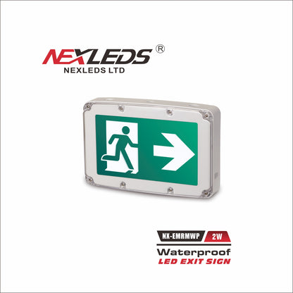 NexLEDS NX-EMRMWP Waterproof LED Exit Sign, 120-347V, 120mins