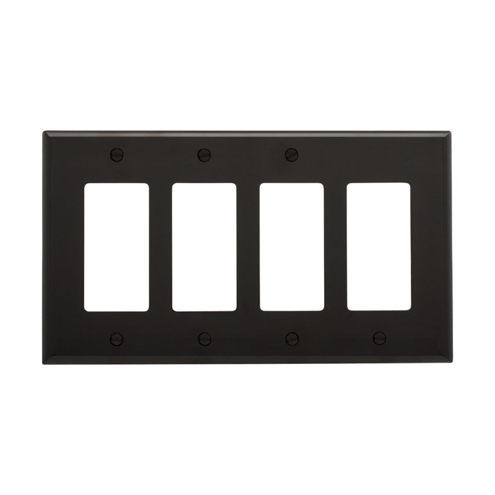 Eaton PJ264BK 4-Gang Decora Mid-size Wallplate, Black