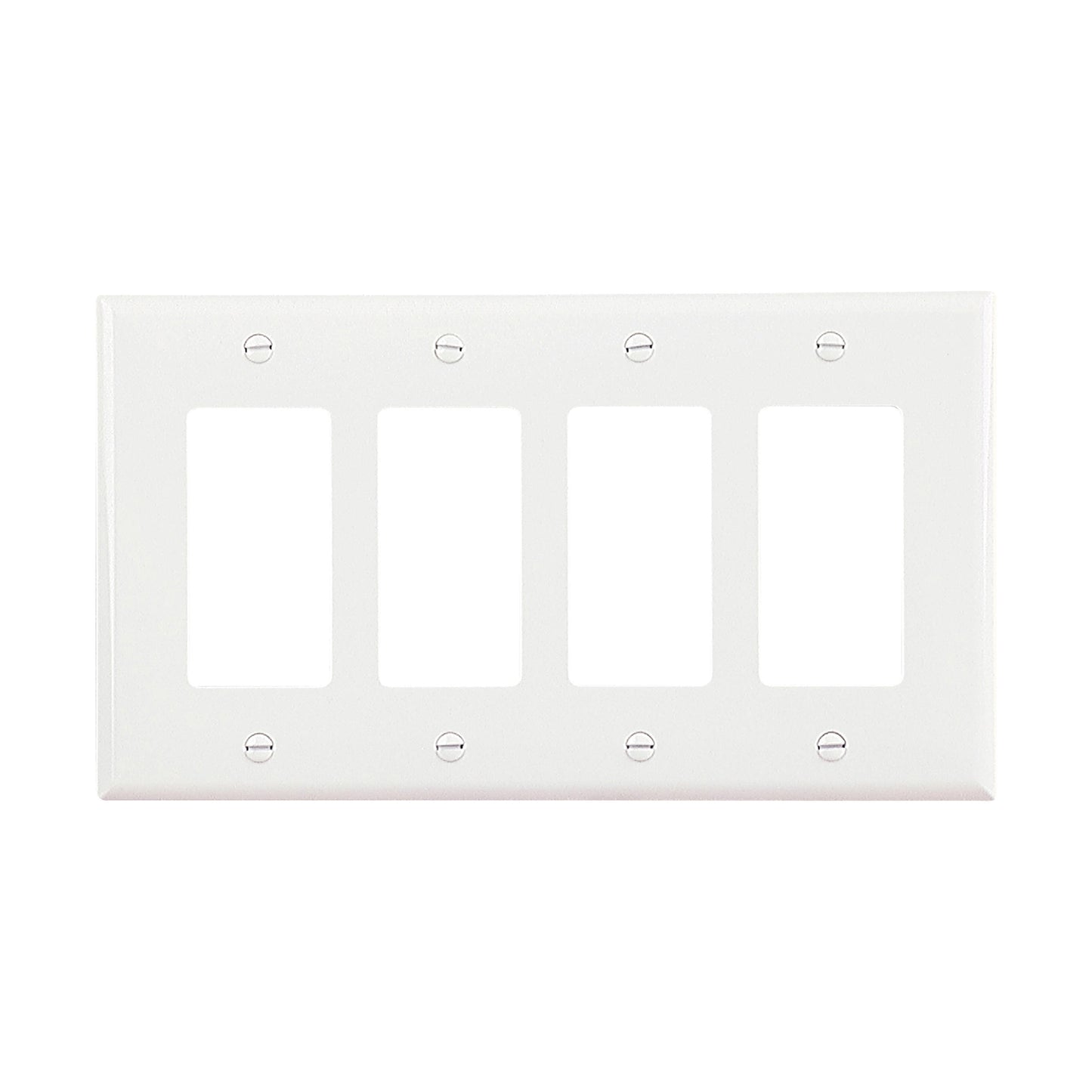 Eaton PJ264W 4-Gang Decora Mid-size Wallplate, White