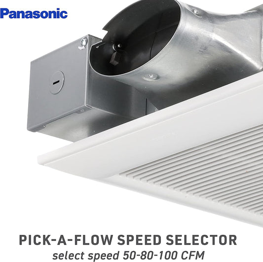 Panasonic FV-0510VS1 WhisperValue® DC Spot Ventilation Fan, Low Profile, 50/80/100 CFM