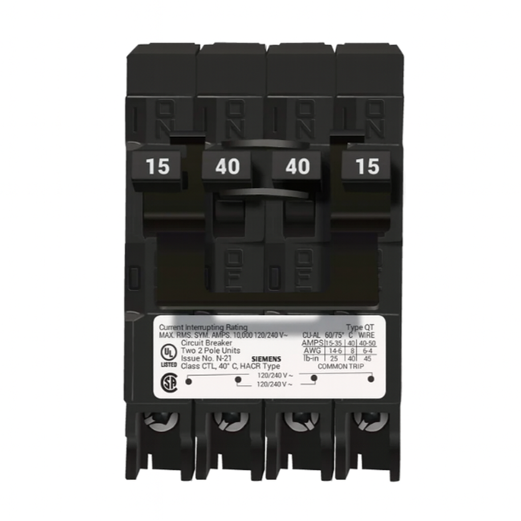 Q21540CTNC - Siemens 15/40/15 Amp Quad Circuit Breaker