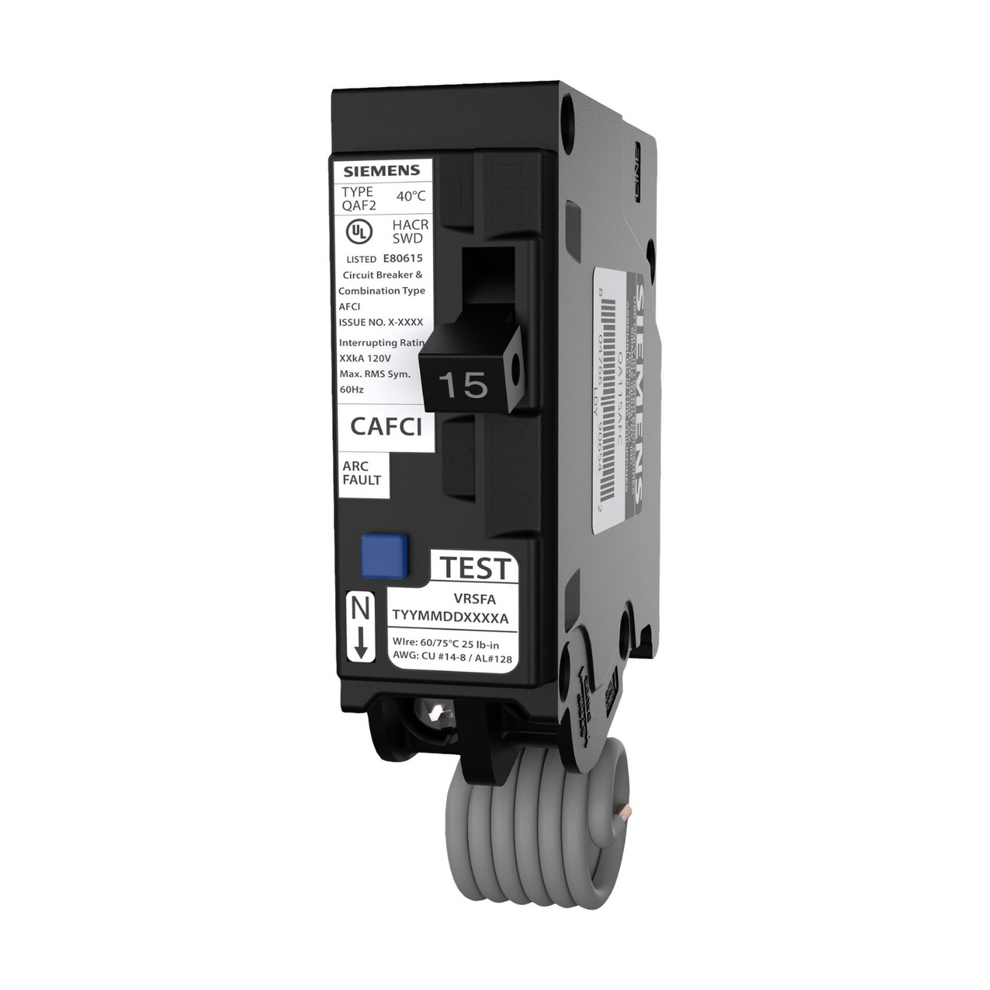 QA115AFCCSA - Siemens 15 Amp Single Pole Arc Fault (AFCI) Breaker