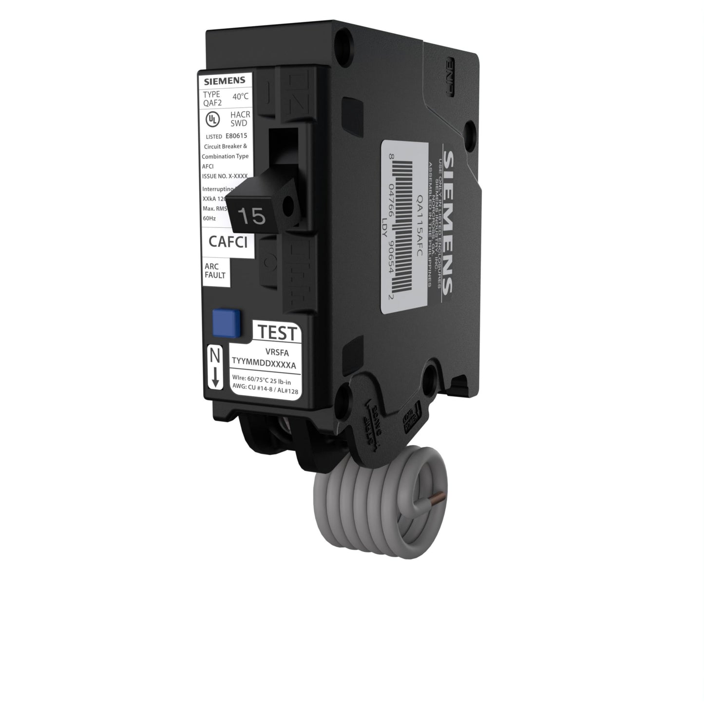 QA115AFCCSA - Siemens 15 Amp Single Pole Arc Fault (AFCI) Breaker