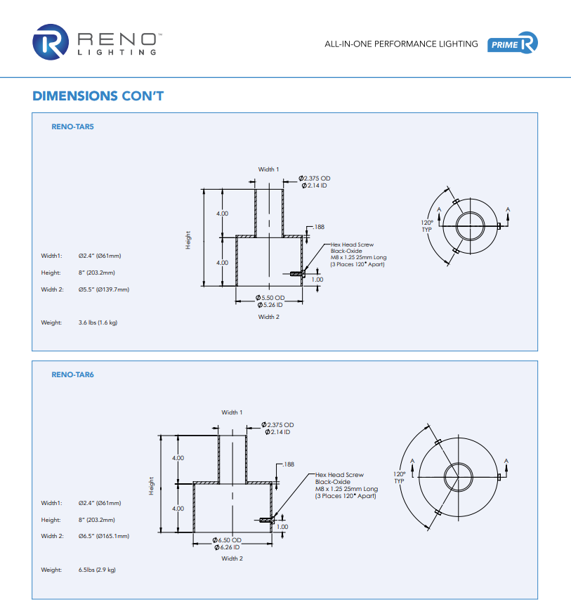 RENO POLE MOUNTING ADAPTORS SERIES Tenon Adaptor | Round Pole Mounting
