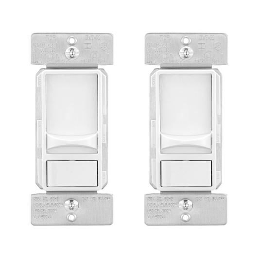 Eaton SUL06P-W-2KB-L Slide Dimmer Switch, Single Pole, 3-Way, White (2-pack)