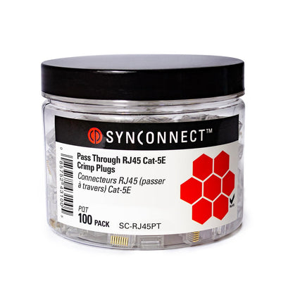 Pass Through RJ45 Cat-5E Crimp Plugs 100/Jar | SC-RJ45PT