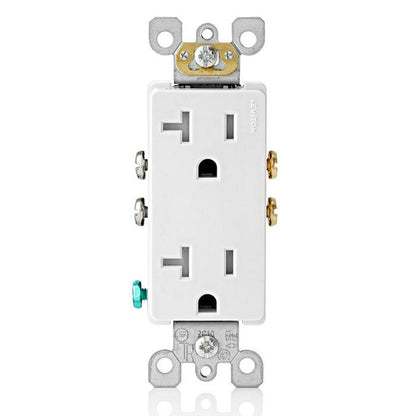 Leviton T5825-W 20 Amp Decora Tamper-Resistant Duplex Outlet/Receptacle, Grounding