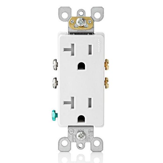 Leviton T5825-W 20 Amp Decora Tamper-Resistant Duplex Outlet/Receptacle, Grounding