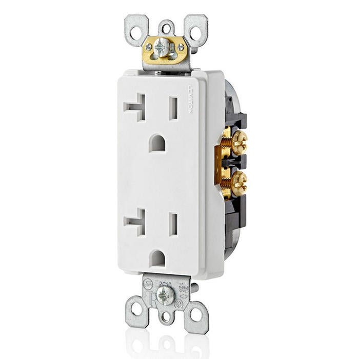 Leviton T5825-W 20 Amp Decora Tamper-Resistant Duplex Outlet/Receptacle, Grounding