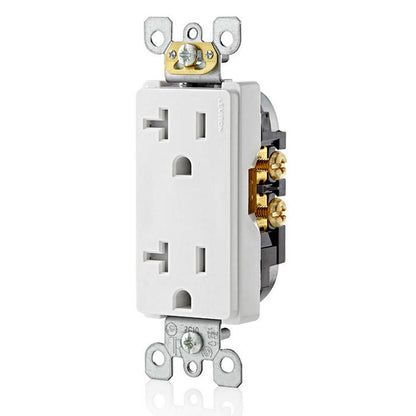Leviton T5825-W 20 Amp Decora Tamper-Resistant Duplex Outlet/Receptacle, Grounding