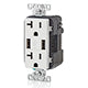 Leviton T5832-W 3.6A USB Type-A/Type-A Wall Outlet Charger with 20A Tamper-Resistant Receptacles