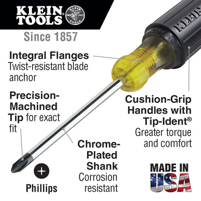 Klein Tools 603-6 #3 Phillips Screwdriver 6-Inch Round Shank