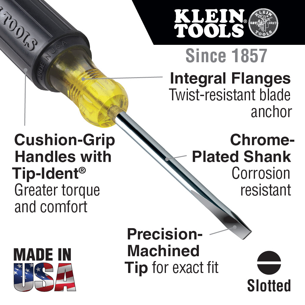 Klein Tools 602-6 5/16-Inch Keystone Tip Screwdriver, Cushion-Grip™, 6-Inch