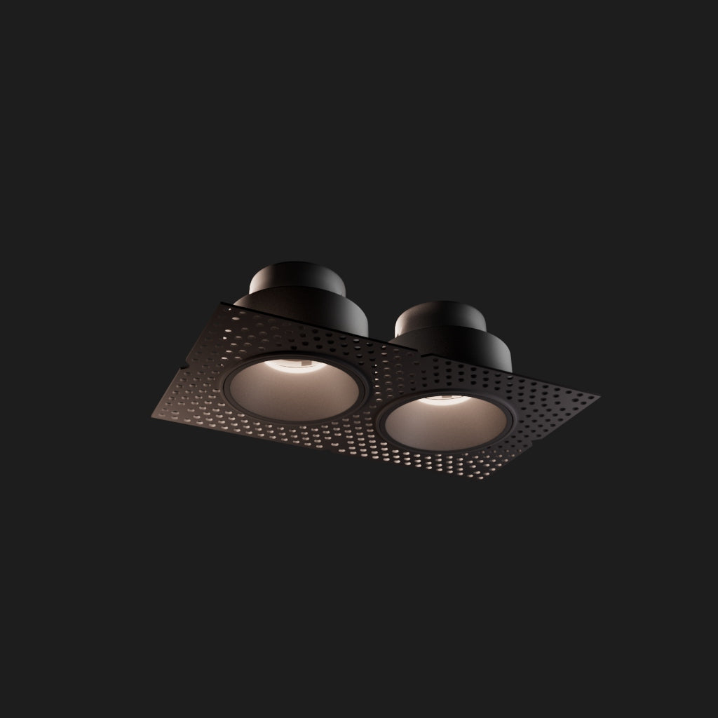 Double modern ceiling downlight on a black background