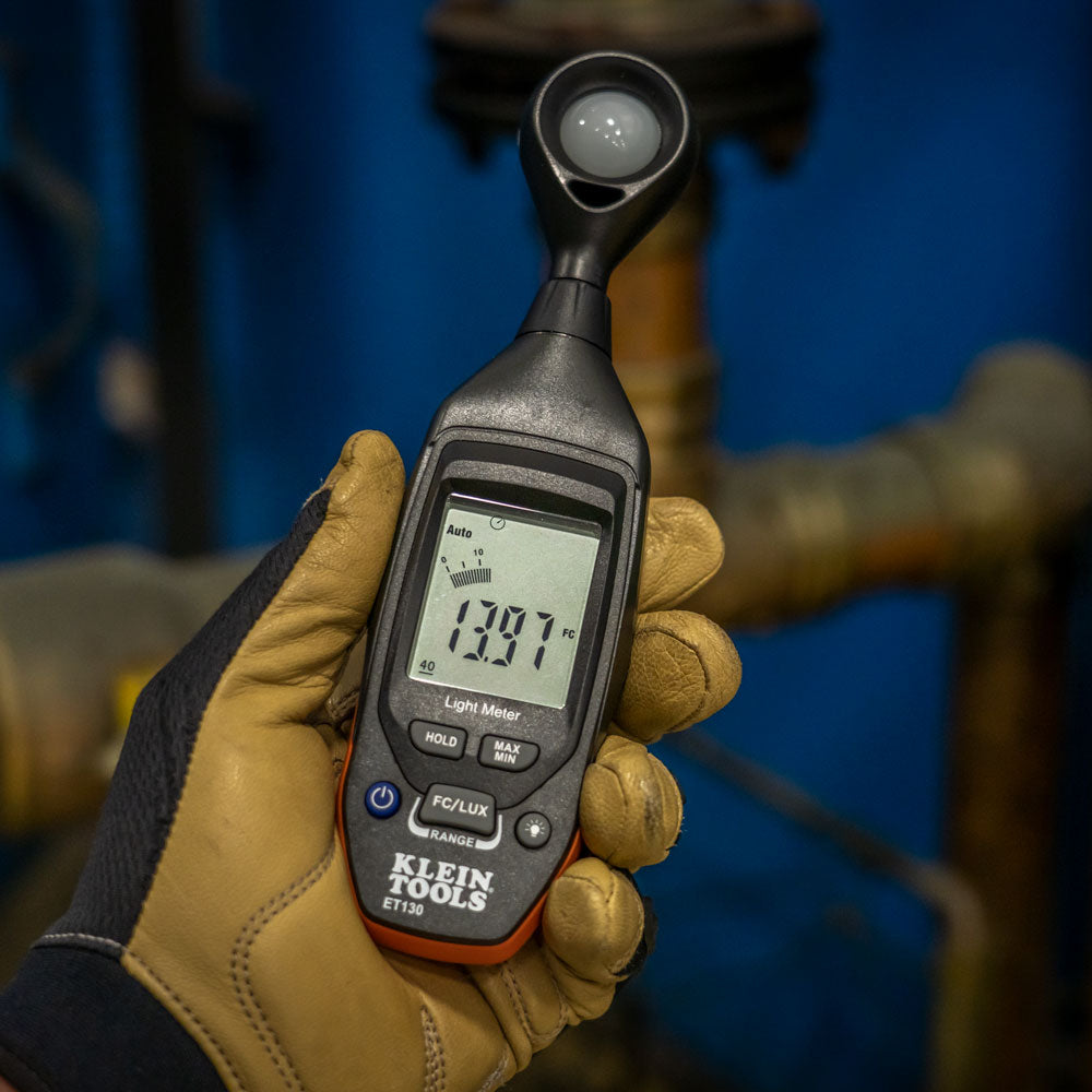ET130 | Klein Tools Digital Light Meter Foot Candle & Lux Tester