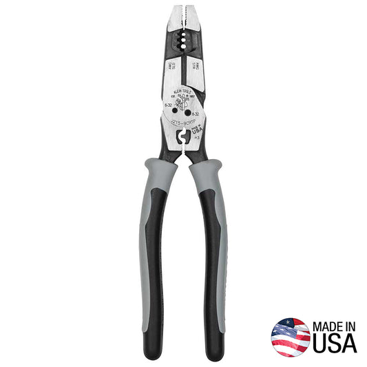 Klein Tools J2159CRTP Hybrid Pliers with Crimper, Fish Tape Puller and Wire Stripper