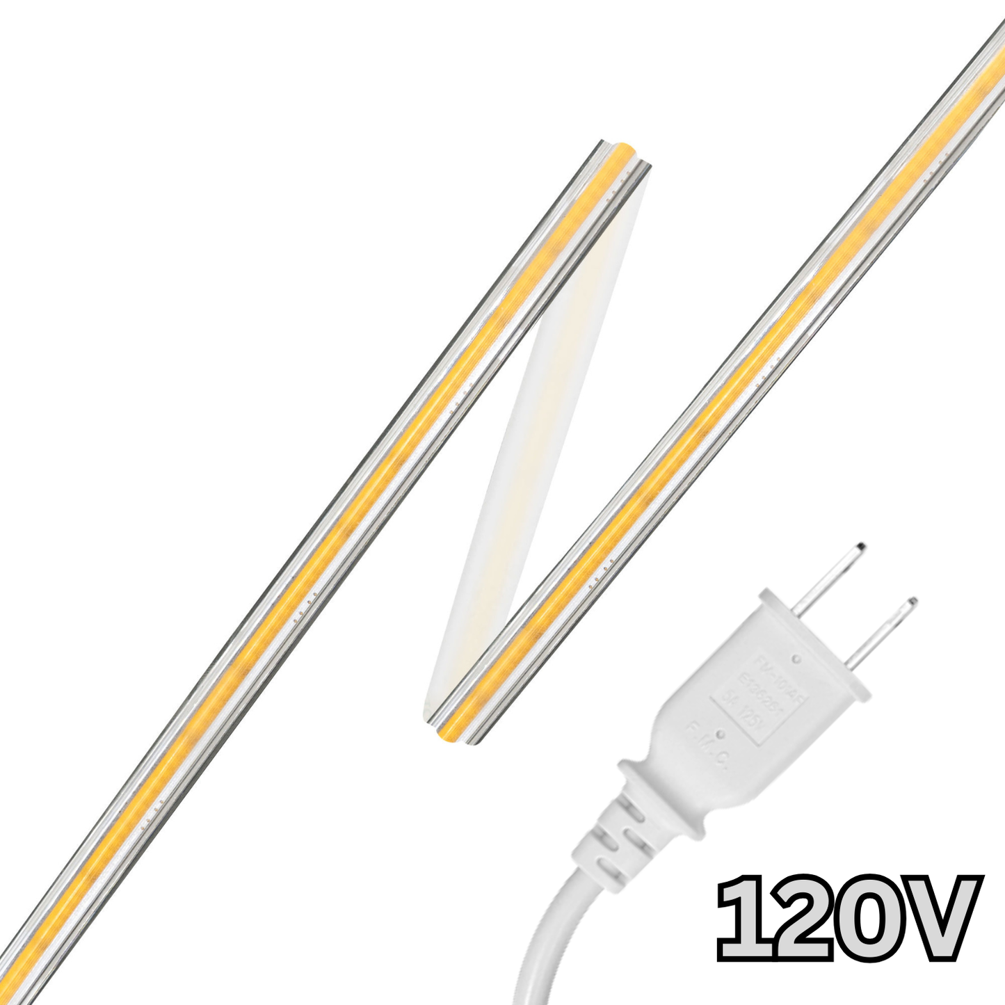 Line Voltage LED COB Tape Light | Waterproof Dot-Free Flexible Strip IP65 120V