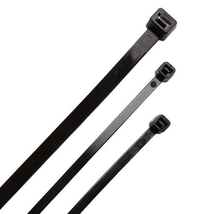 A pack of black standard cable ties.