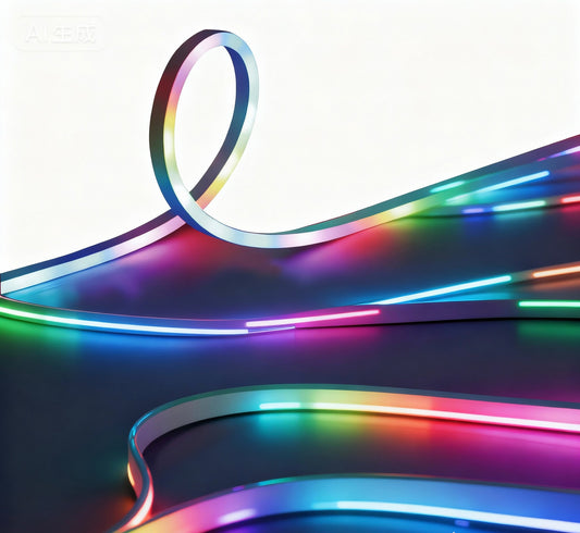 Colorful neon ribbon on a white background
