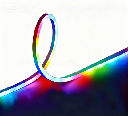 Colorful LED strip light on a white background