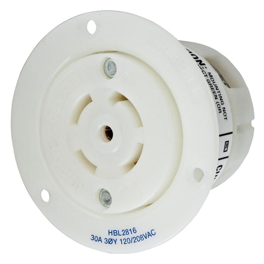 Hubbell HBL2816 - 30A Insulgrip® Flanged Receptacle L21-30R