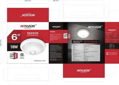 Nexleds NXSM6DS-18W LED 6″ Sensor Downlight IP45 – 3CCT